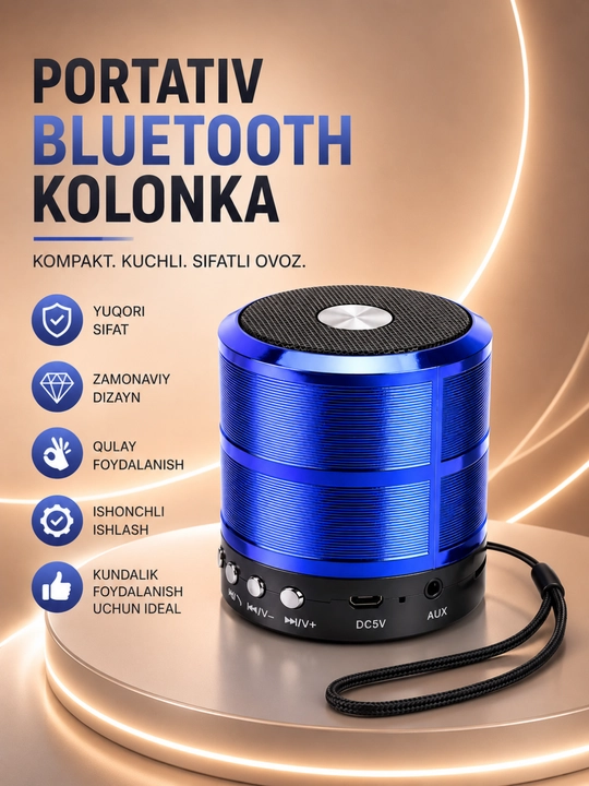 Портативная Bluetooth колонка WS-887 с FM, USB, TF, AUX беспроводной динамик - 