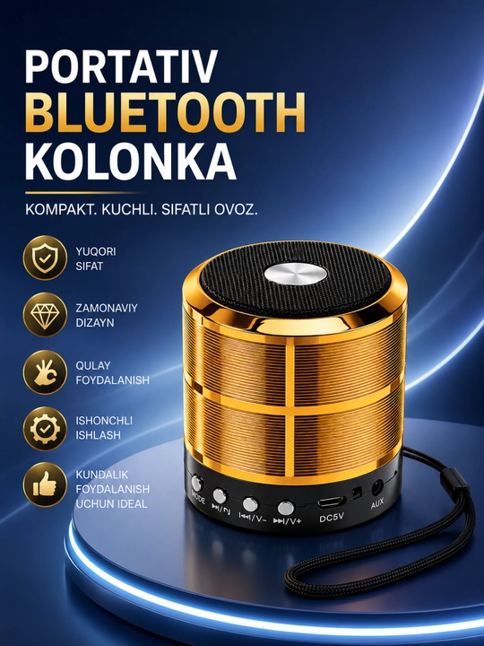 Портативная Bluetooth колонка WS-887 с FM, USB, TF, AUX беспроводной динамик - 