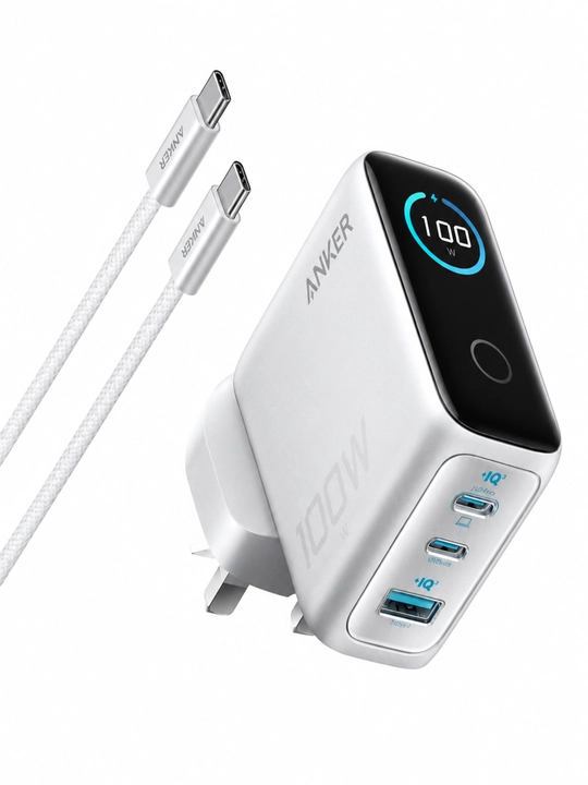 Anker 100W 3-Port tarmoq zaryadlovchi qurilmasi, Zolo 1.5m kabeli komplektda