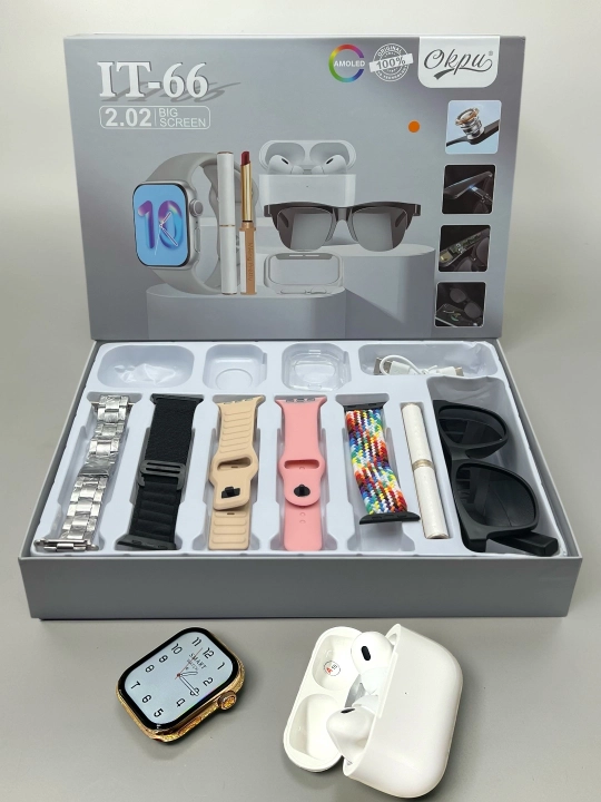 Aqlli soat, 1+1, 2 ta Smart Watch 8 va 8 ultra, 11 ta kamar va g'ilof bilan - 