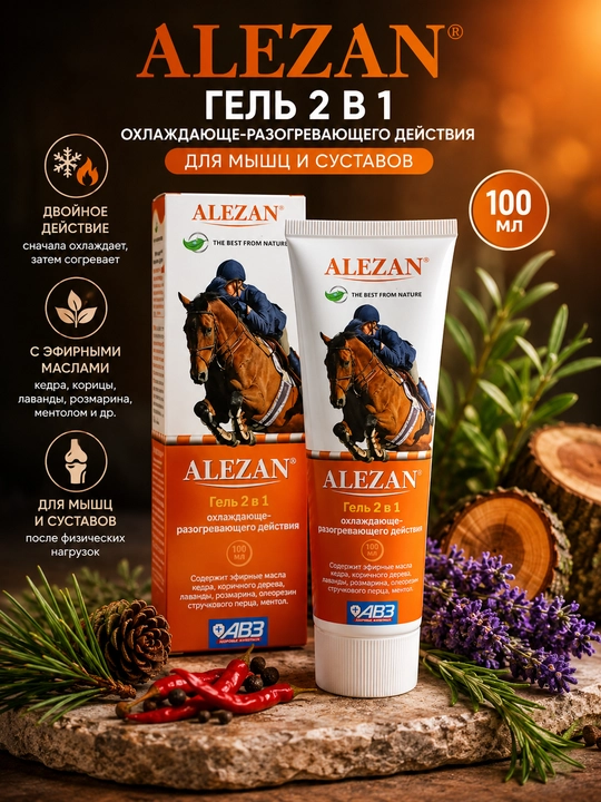 ALEZAN bo‘g‘imlar uchun krem (100 g) va ALEZAN 2 ta 1 da sovituvchi-isituvchi gel (100 ml) - 
