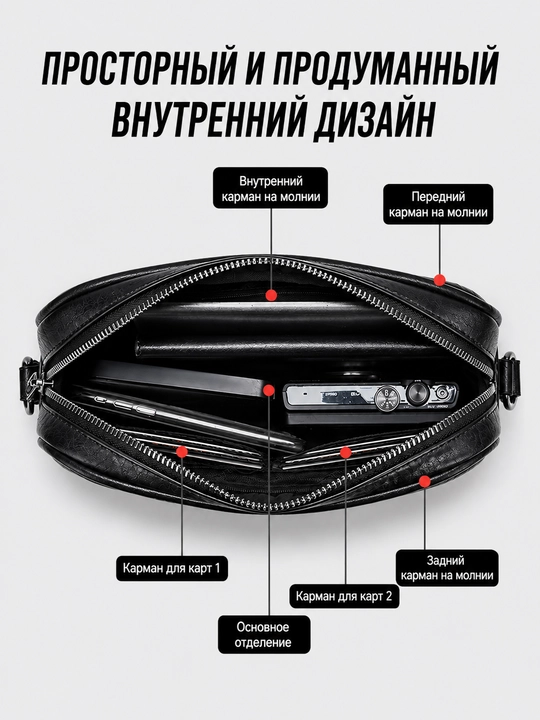 Сумка мужская через плечо, барсетка из эко-кожи