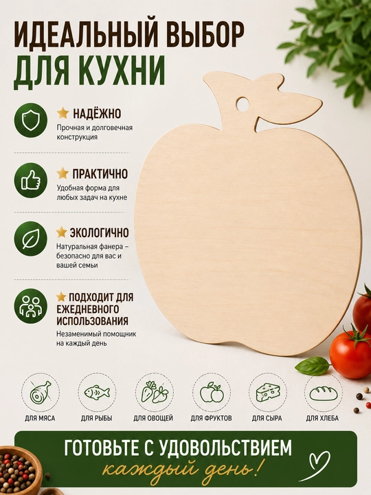 Yog'och kesish taxtasi, oshxona uchun taxta, mahsulot kesish