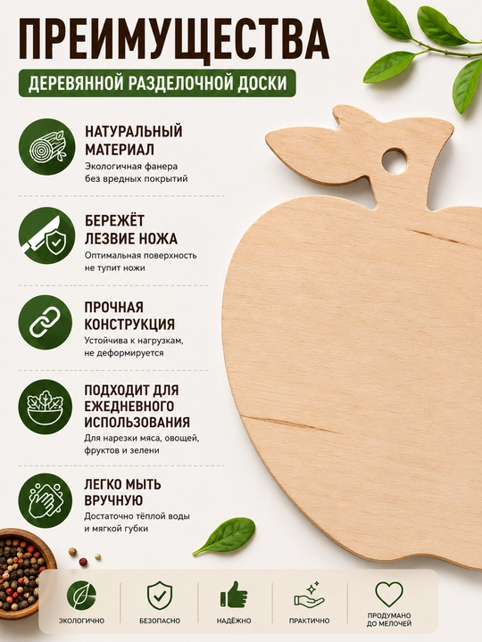 Yog'och kesish taxtasi, oshxona uchun taxta, mahsulot kesish