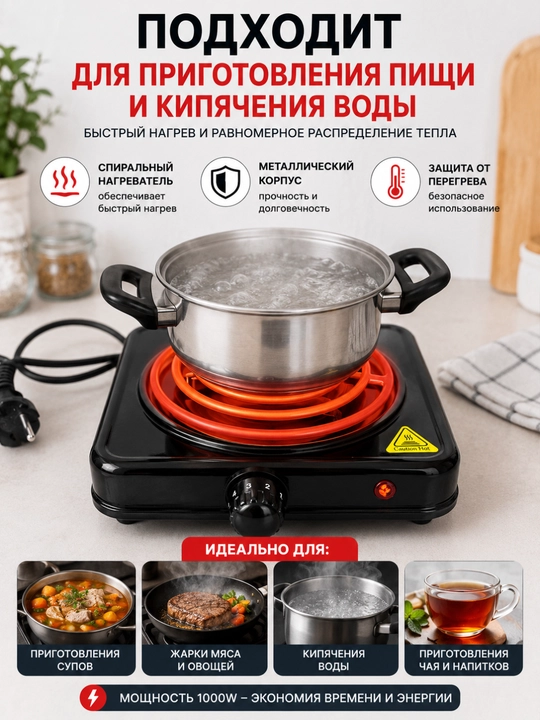 Электрическая настольная плитка для приготовления пищи