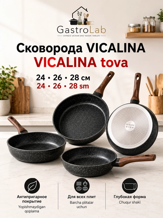 Сковорода VICALINA с антипригарным покрытием, глубокая