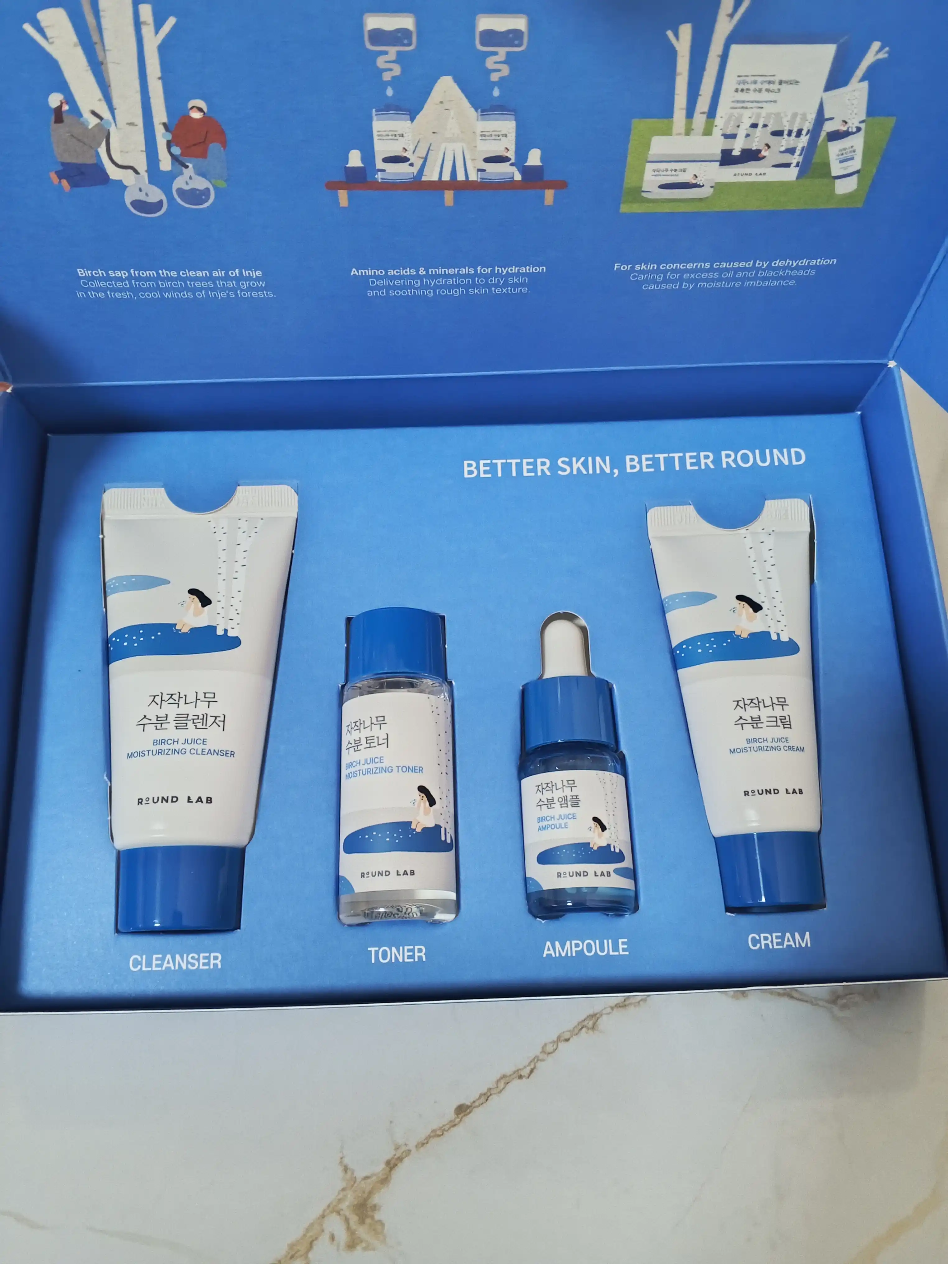 Набор миниатюр средств для лица с берёзовым соком Round Lab Birch Juice Trial Kit