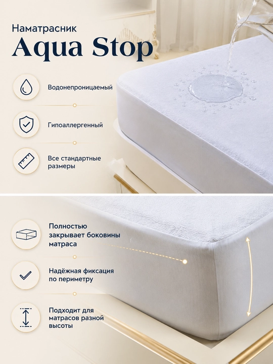 Наматрасник с бортом водонепроницаемый AquaStop - 