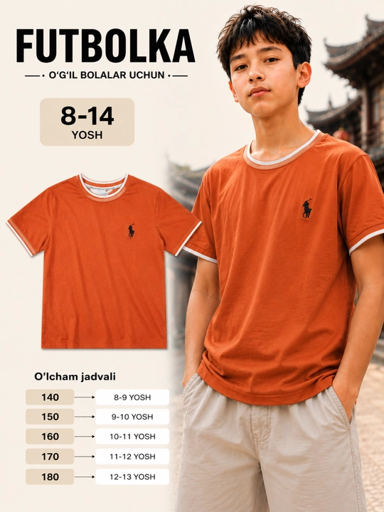 Детская футболка 8-14 лет, хлопковая футболка с коротким рукавом, 4 цвета - 