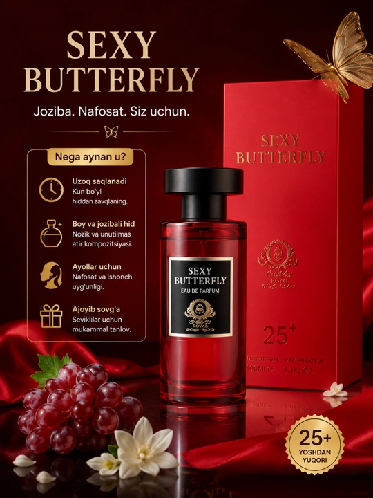 Sexy Butterfly ayollar atirlari 100 ml, chidamli, meva va gul iforli