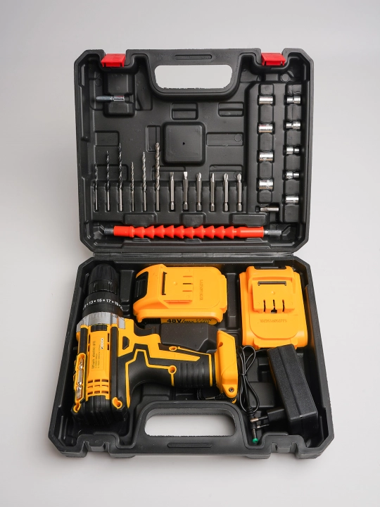 Шуруповерт ударный Dewalt с набором 24 предмета, быстрозажимной патрон, 48 В