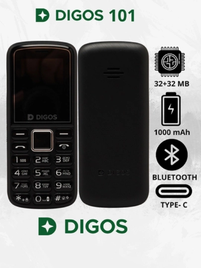 Knopkali telefon Digos 101, 1000mAh batareyka, 1.77" Screen, 2talik SIM karta, Type-C
