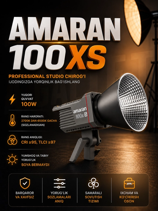 Студийный осветитель для фото и видеосъемки Amaran 100X S Bi-Color 2700–6500K