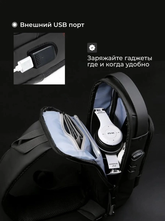 Мужская сумка через плечо с USB, кодовым замком, антивор, водонепроницаемый слинг