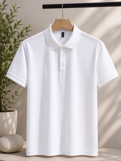 Erkaklar polo futbolkasi, qisqa yengli, ribana matoli, polyester, kundalik