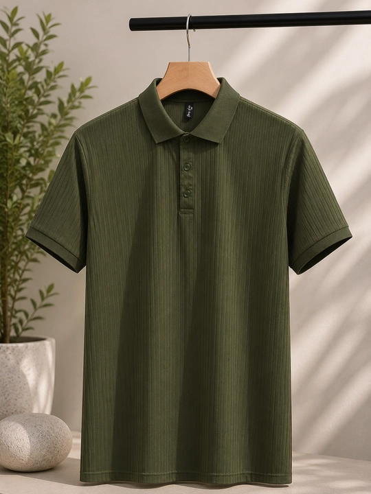 Erkaklar polo futbolkasi, qisqa yengli, ribana matoli, polyester, kundalik