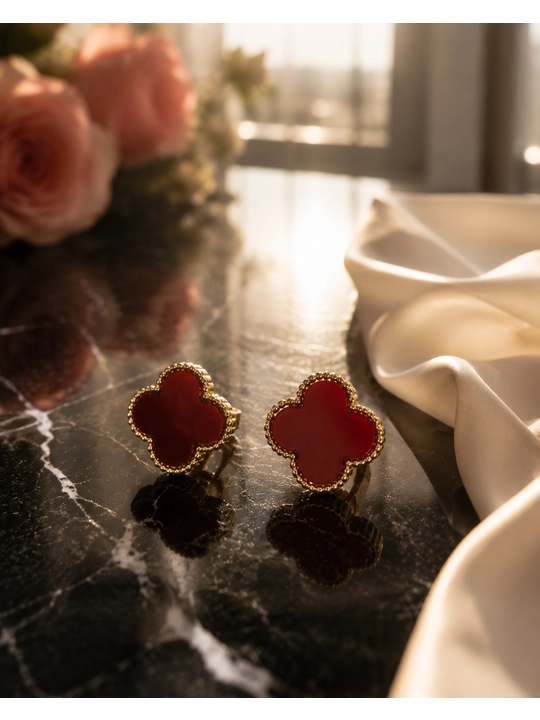 Серьги женские, Van Cleef, с фианитами, золотистые и серебристые