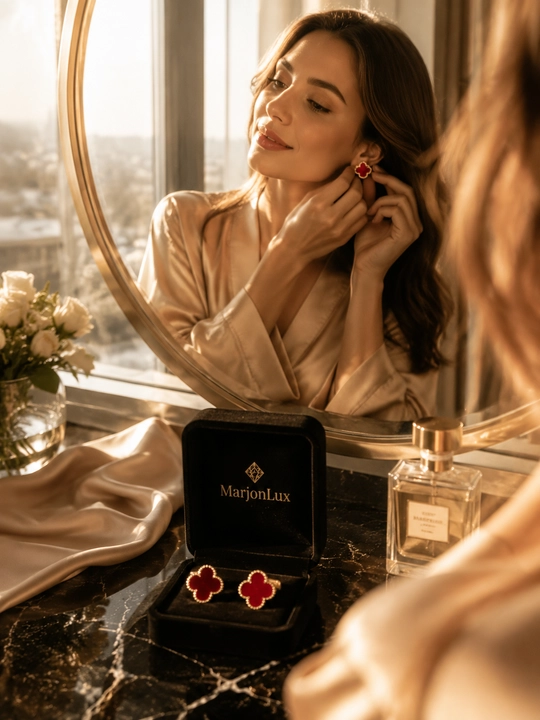 Серьги женские, Van Cleef, с фианитами, золотистые и серебристые