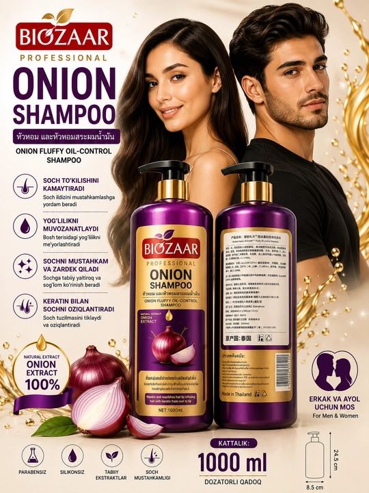 Shampun BIOZAAR Professional, soch parvarishi uchun, 1000 ml