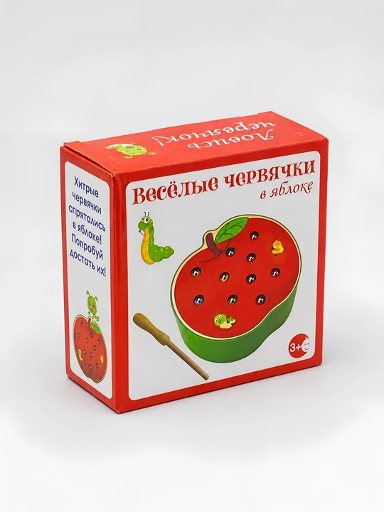 Magnitli o'yin Olma va qurtlar, yog'ochdan yasalgan rivojlantiruvchi o'yinchoqlar