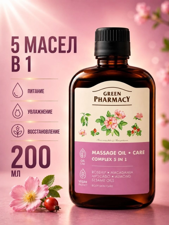 Универсальное массажное масло для тела и волос, антицеллюлитное, расслабляющее, 200 мл