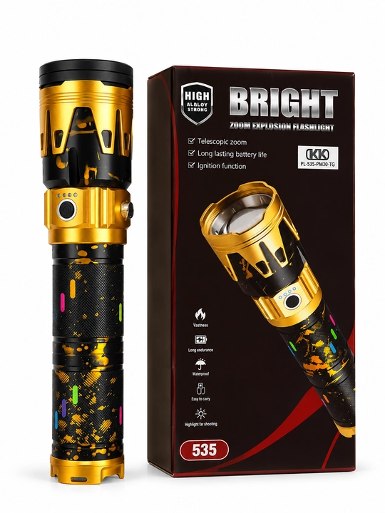 Professional LED fonar, kuchli yoritish, USB zaryadlash - 