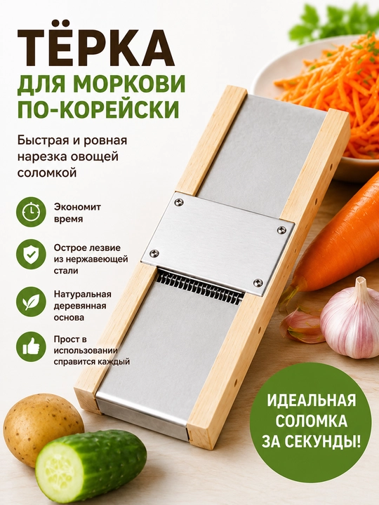 Шинковка для капусты ручная, овощерезка-мандолина с лезвием из нержавеющей стали - 