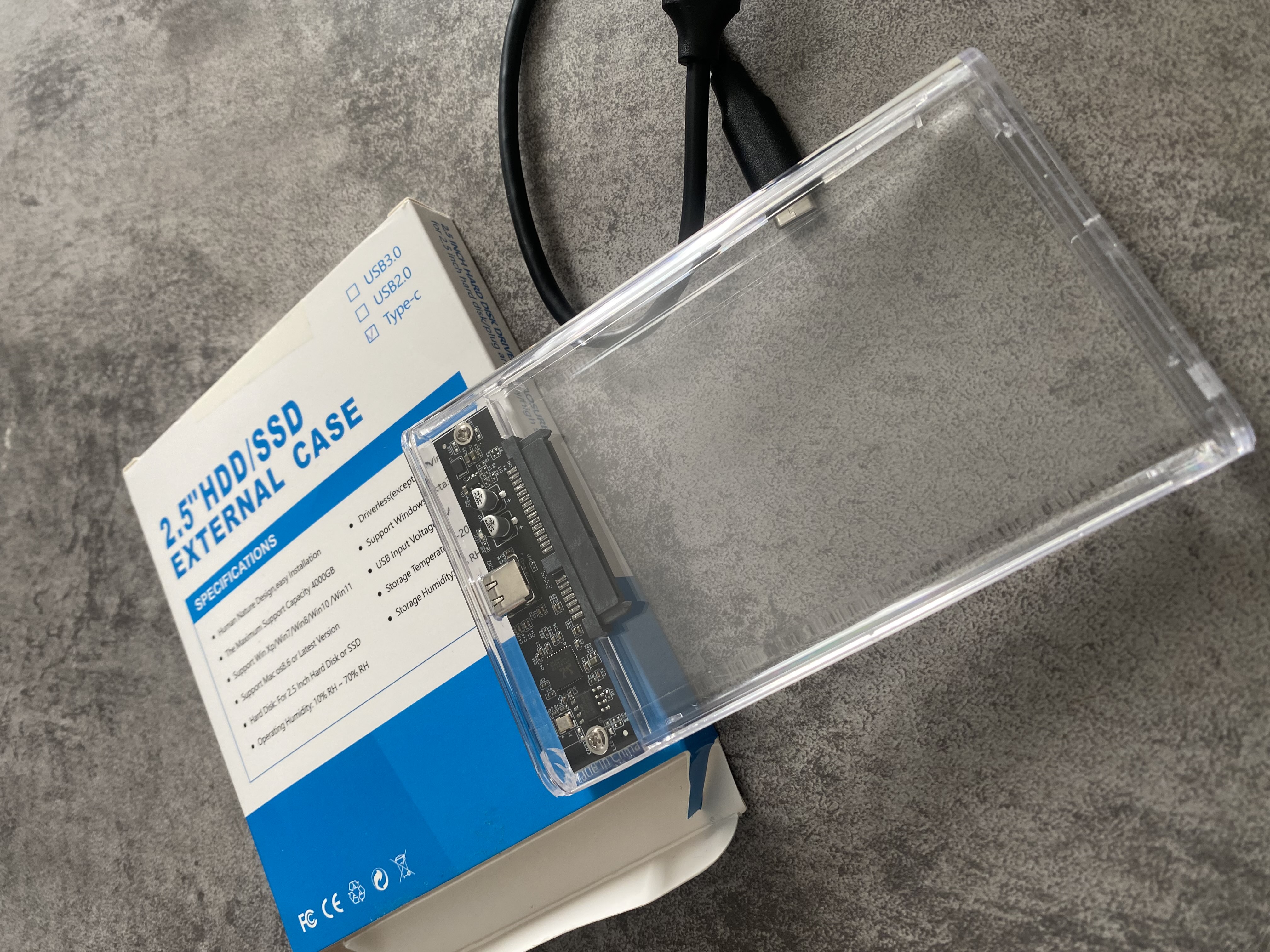 SSD и HDD кейс, 2.5", внешний корпус для жесткого диска до 4 Тб, USB 3.1, USB на Type-C