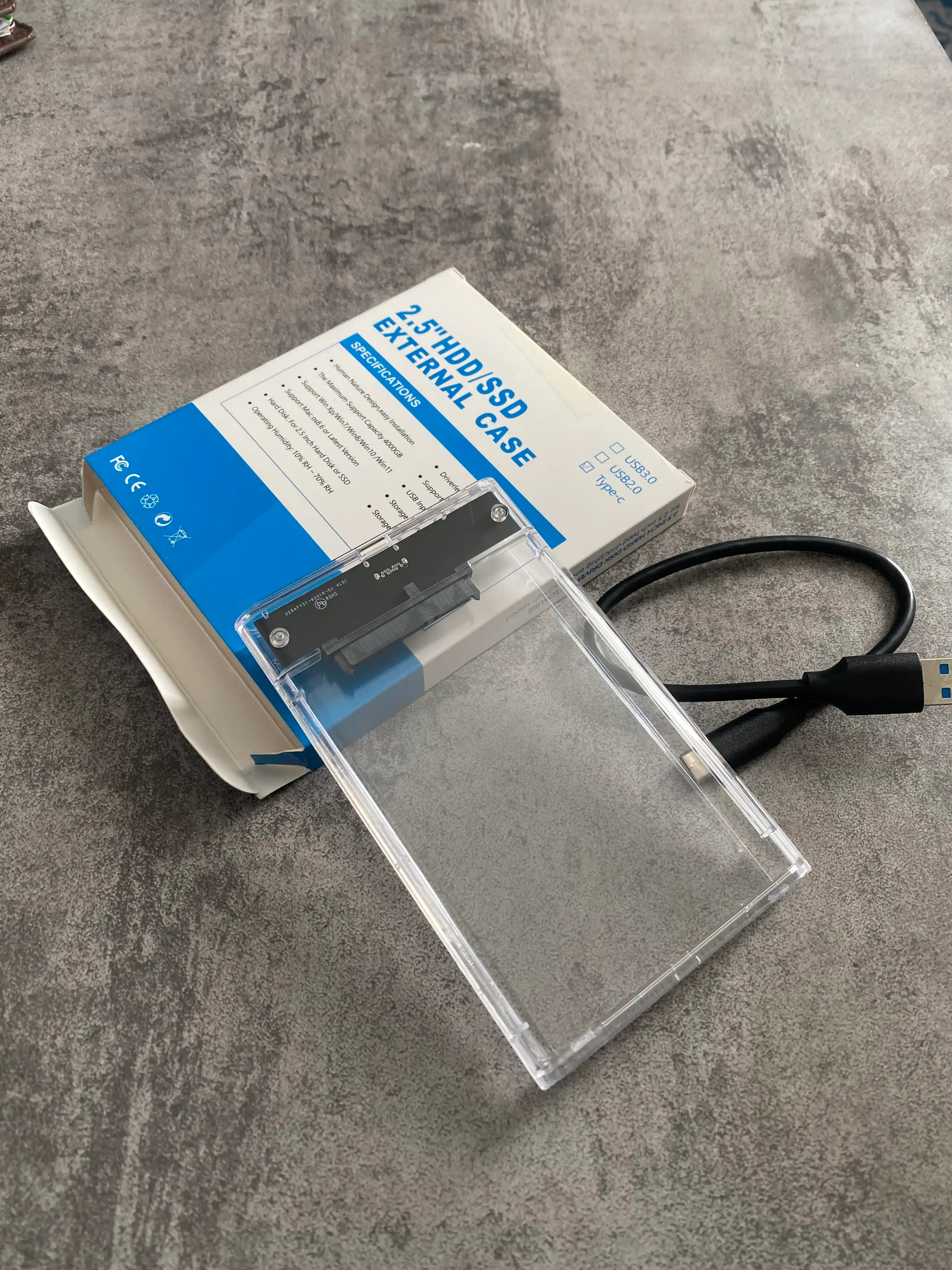 SSD и HDD кейс, 2.5", внешний корпус для жесткого диска до 4 Тб, USB 3.1, USB на Type-C