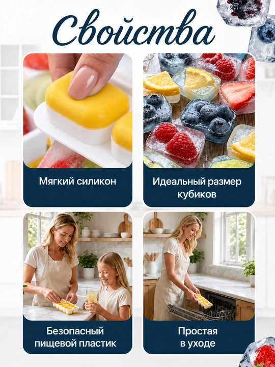 Silikon va plastikdan forma qopqoqli muz va desert uchun, 36ta kubikli