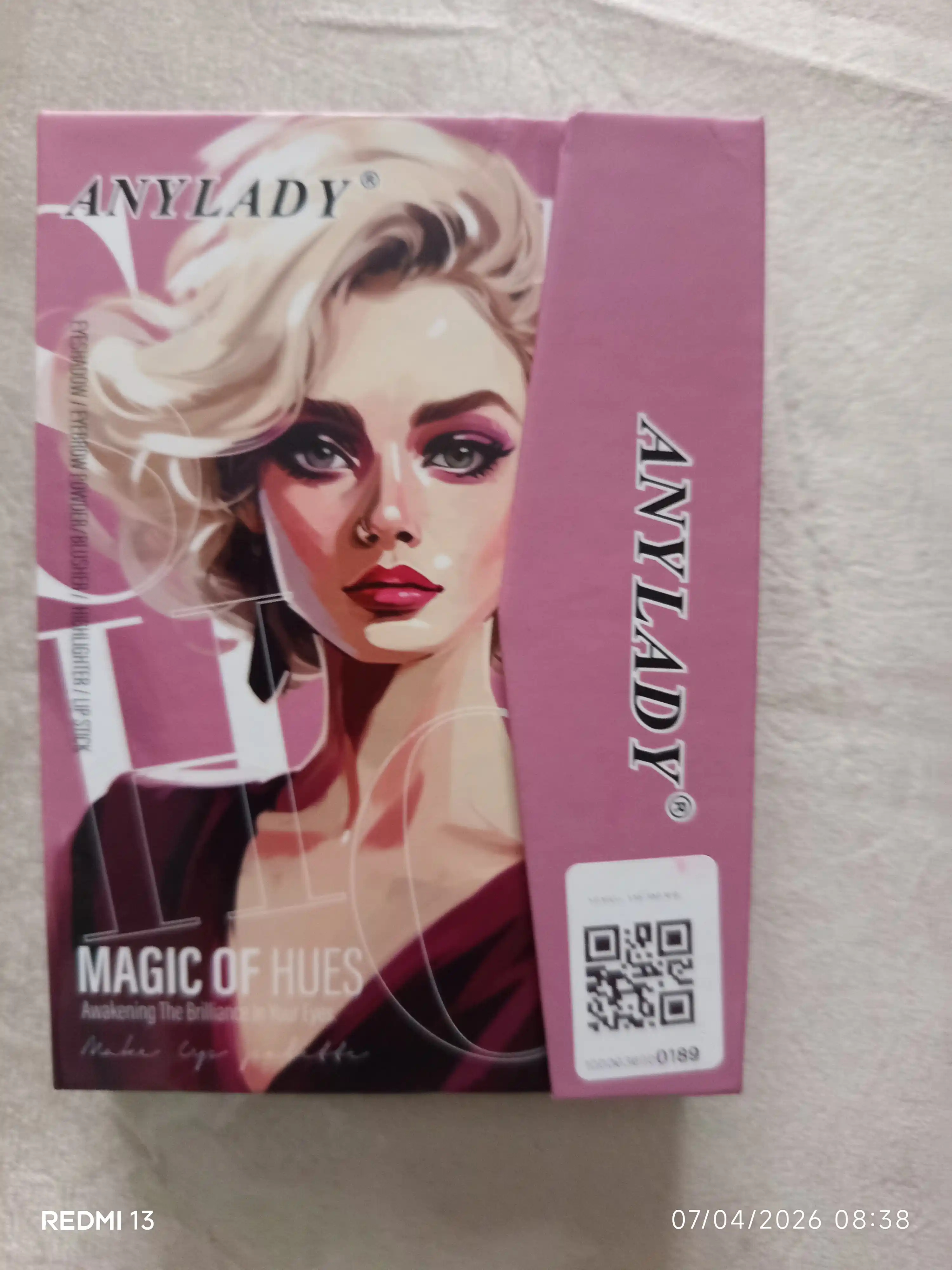 Tenlar palitrasi 5 tasi 1 da, Anylady, qoshga, ko'zga, rumyana, xaylayter, lab bo'yog'i
