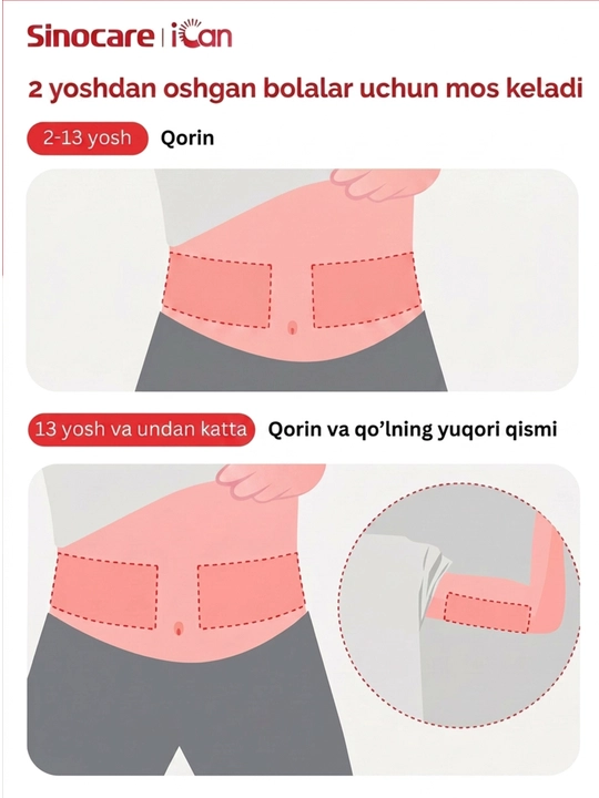 Glyukozani uzluksiz monitoring tizmi ICan i6 Sinocare CGM, 15 kun,  (2+ yosh)