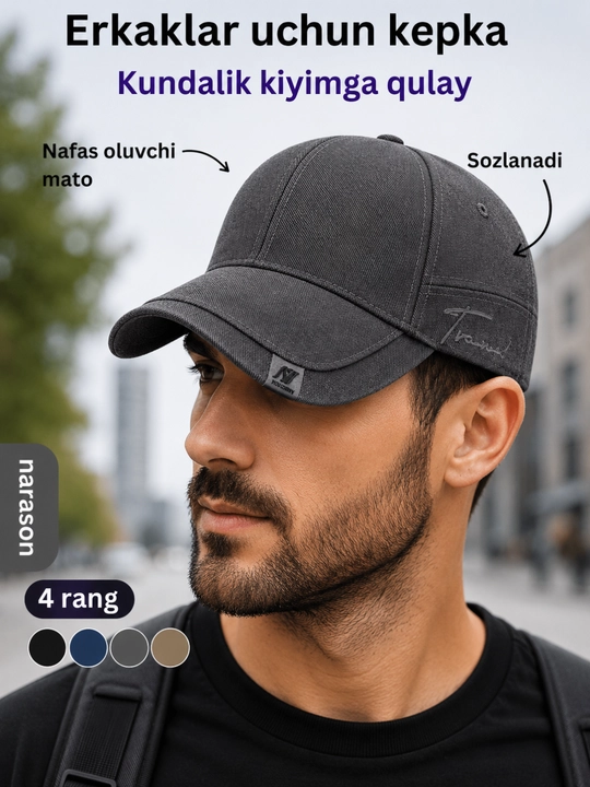 Erkaklar kepkasi, NARASON, klassik dizayn, sozlanadigan, 5 rang - 