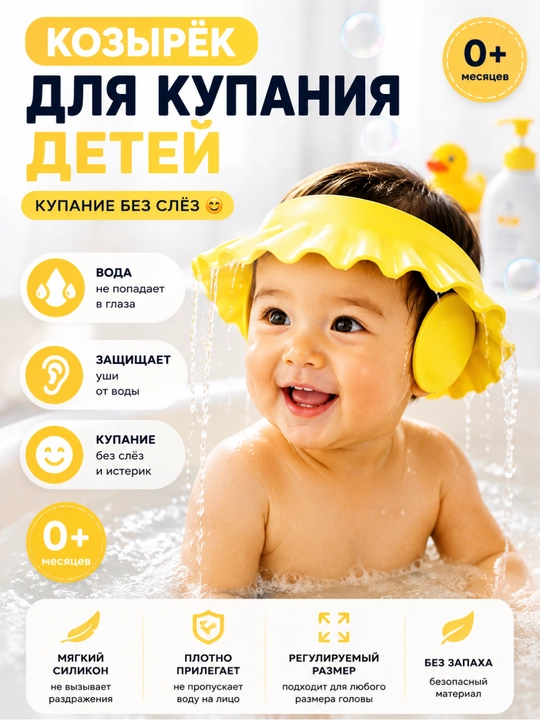 Силиконовый козырек для купания детей - 