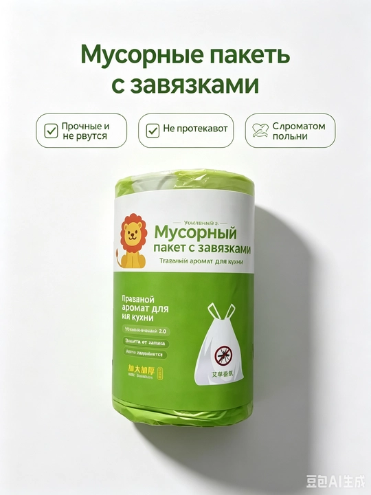 Tutqichli va bog‘ichli, tomchi o‘tkazmaydigan qalin chiqindi paketlari