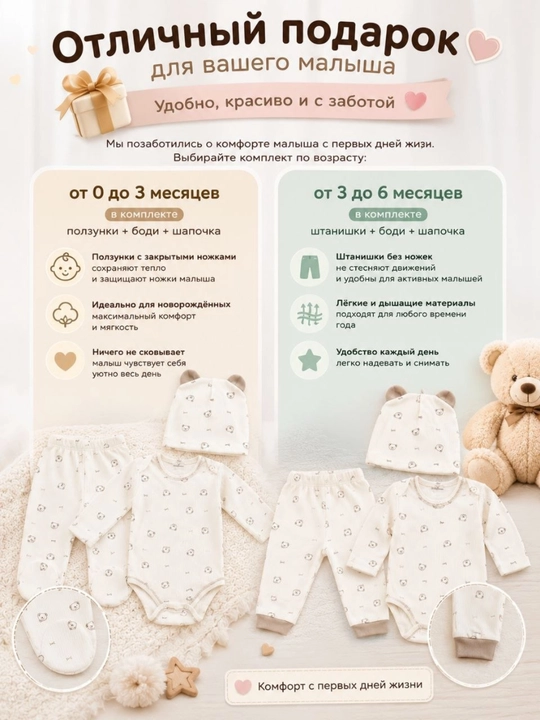 Комплект одежды для мальчика 3 предмета 100% хлопок
