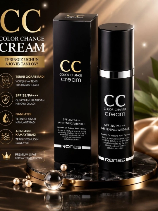 Ronas CC krem va quyoshdan himoya SPF 38 PA +++ 50 ml