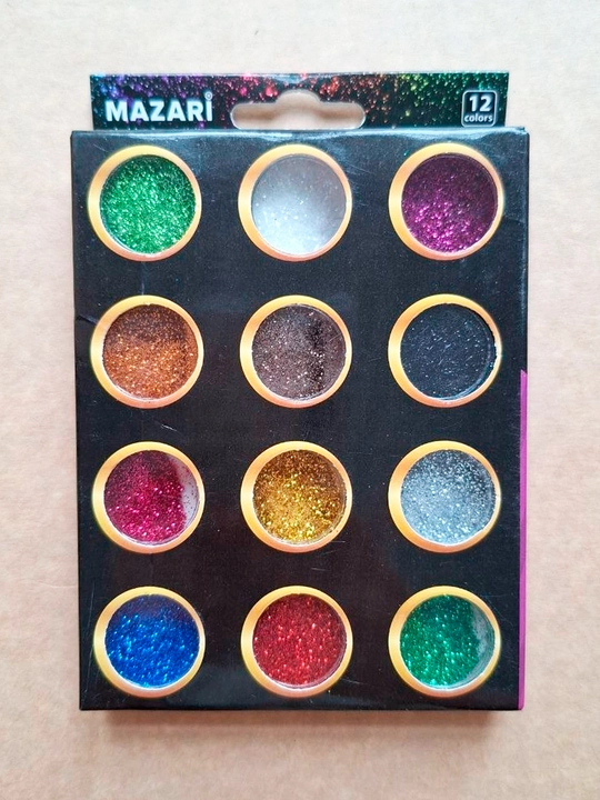 Dekor uchun glitter to‘plami – 12 xil yorqin rang, ijod va bezak ishlari uchun, yaltiroq