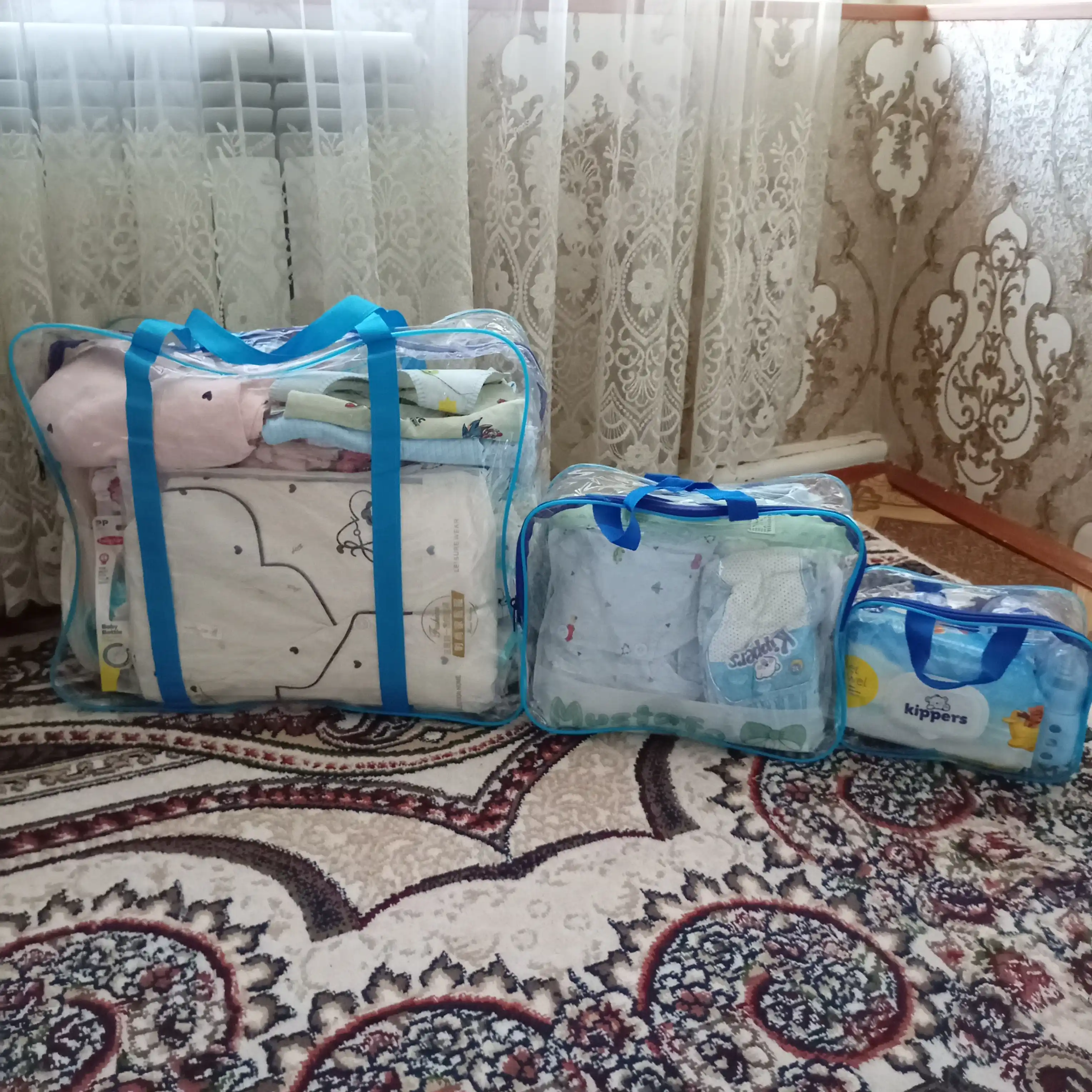Прозрачные водонепроницаемые сумки для роддома (набор из 3 штук)