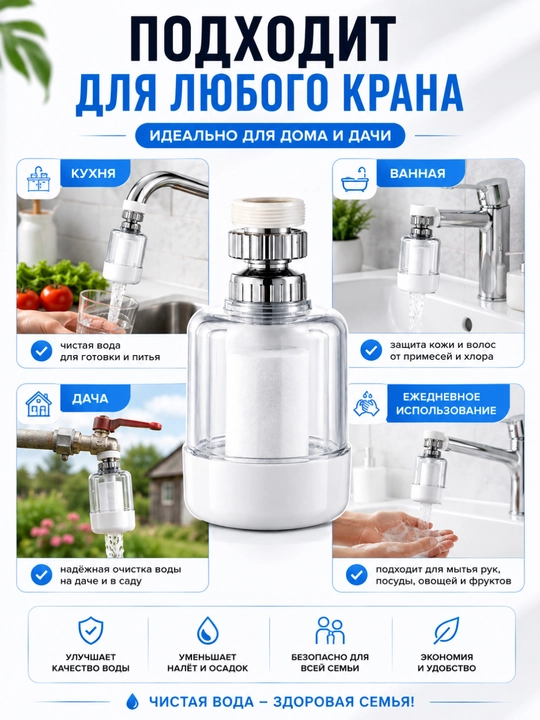 Ran uchun filtr-nasadka | Universal suv filtri| Suvni mexanik iflosliklardan tozalash