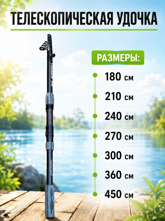 Cпиннинг для рыбалки, телескопическое, компактное удилище в сборе