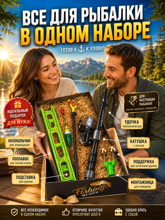 Cпиннинг для рыбалки, телескопическое, компактное удилище в сборе