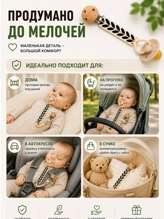 Держатель для пустышки, Клипса для пустышки, Держатель для соски