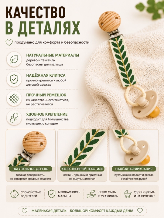 Держатель для пустышки, Клипса для пустышки, Держатель для соски