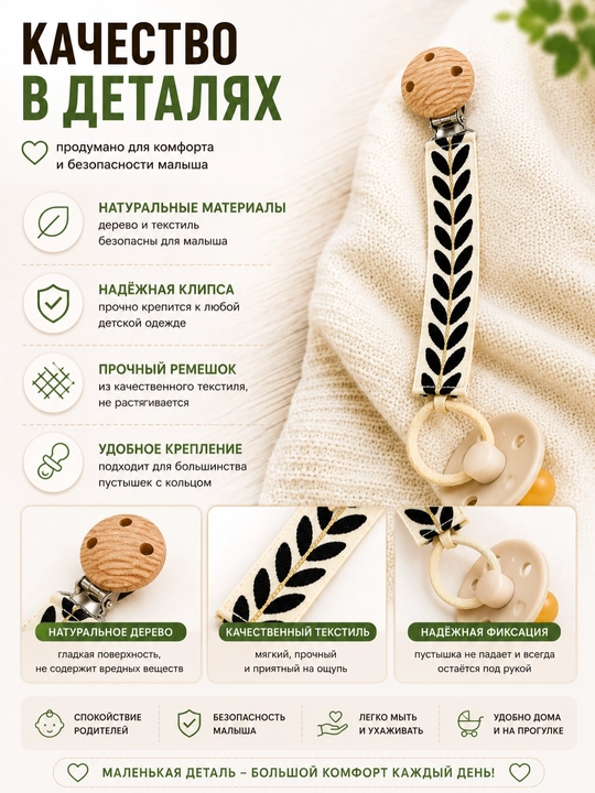 Держатель для пустышки, Клипса для пустышки, Держатель для соски