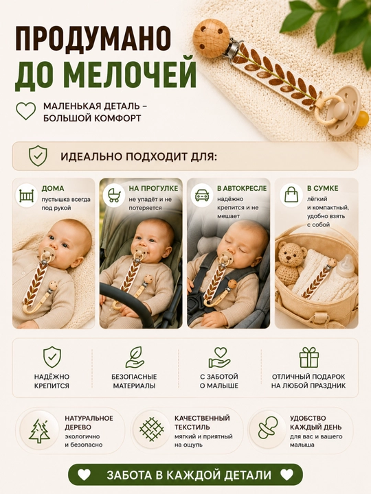 Держатель для пустышки, Клипса для пустышки, Держатель для соски