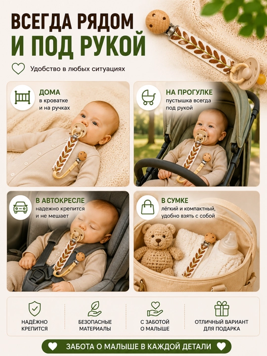 Держатель для пустышки, Клипса для пустышки, Держатель для соски