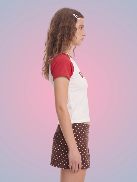MIYO ayollar uchun futbol uslubidagi Y2K crop top, paxta va elastan