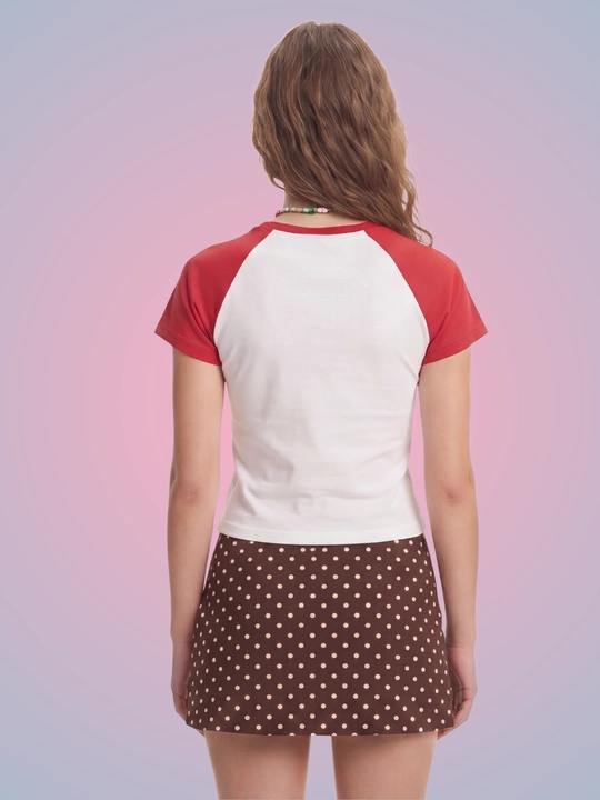 MIYO ayollar uchun futbol uslubidagi Y2K crop top, paxta va elastan