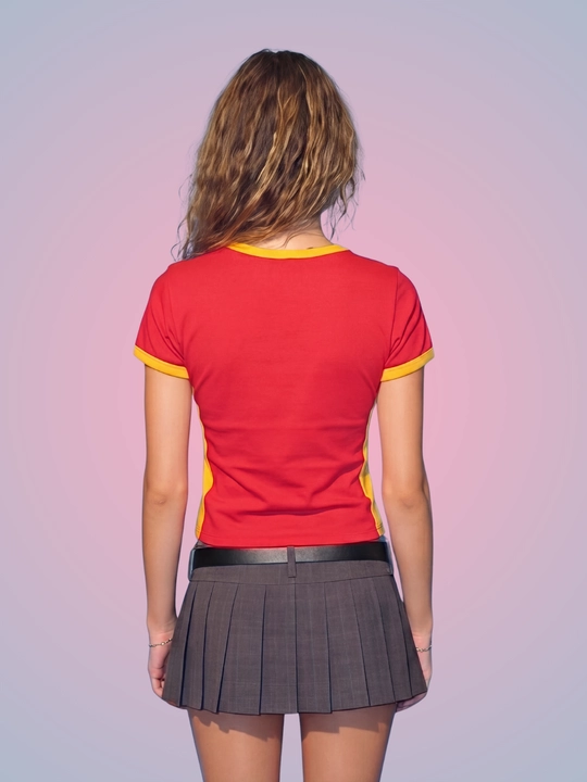 MIYO ayollar uchun futbol uslubidagi Y2K crop top, paxta va elastan